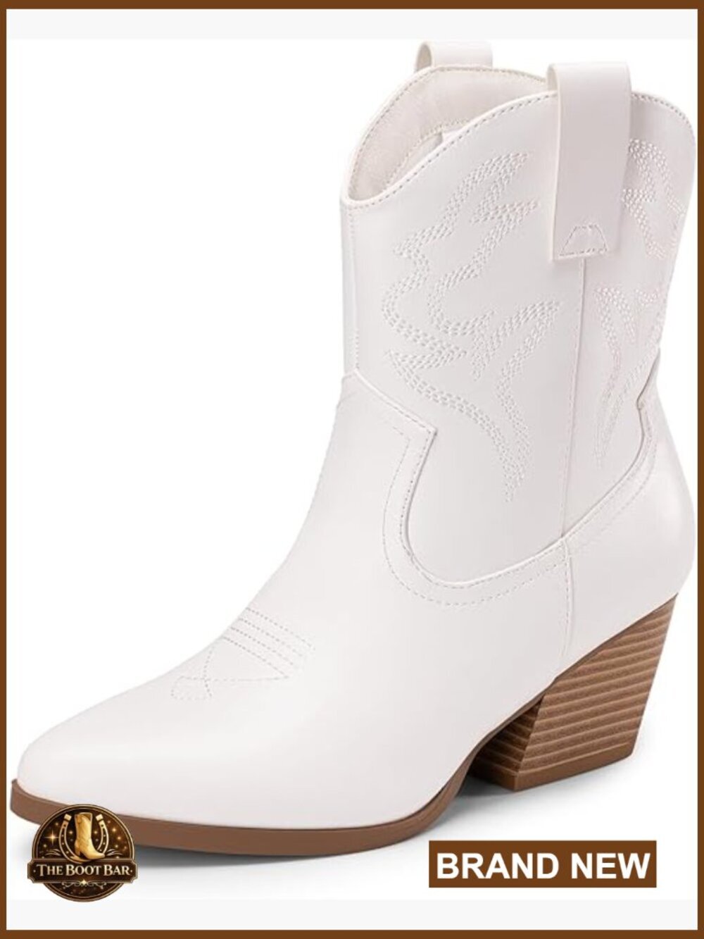 Women's Cowboy Cowgirl Boots Embroidered Stitched Short Western Boots Low